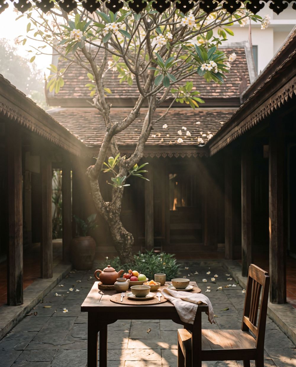 Courtyard of a boutique hotel in Chiang Mai old city