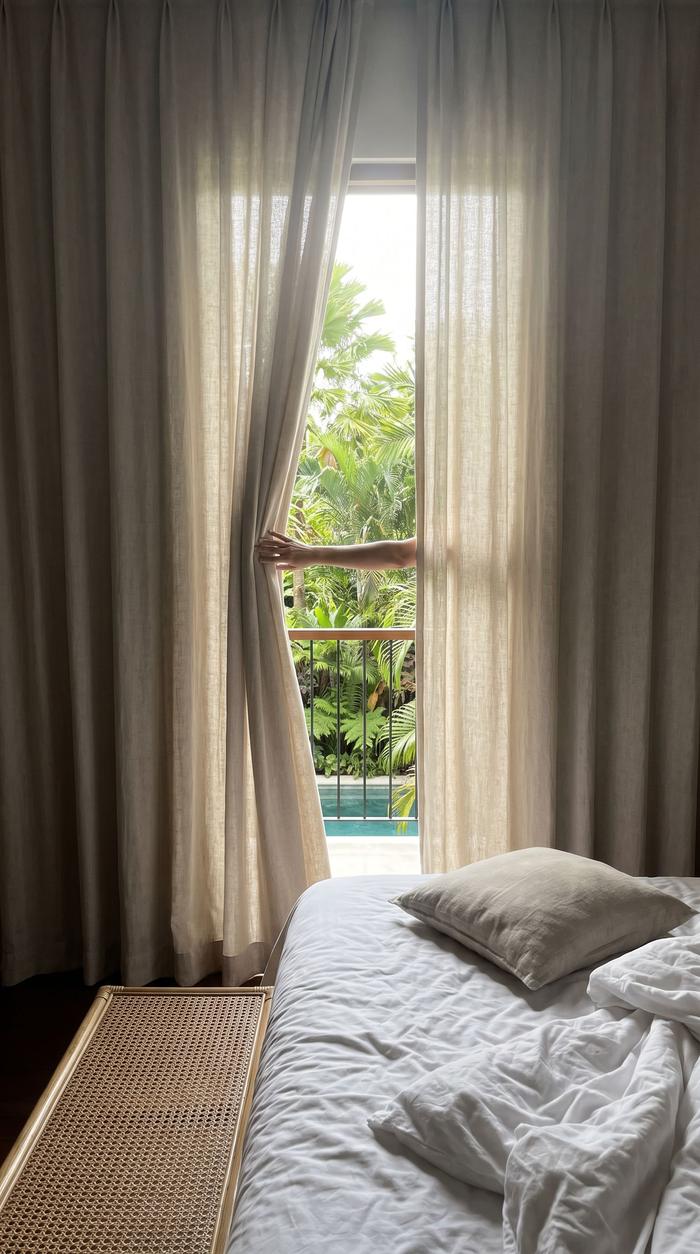 Vertical video still of a hotel room tour in Thailand